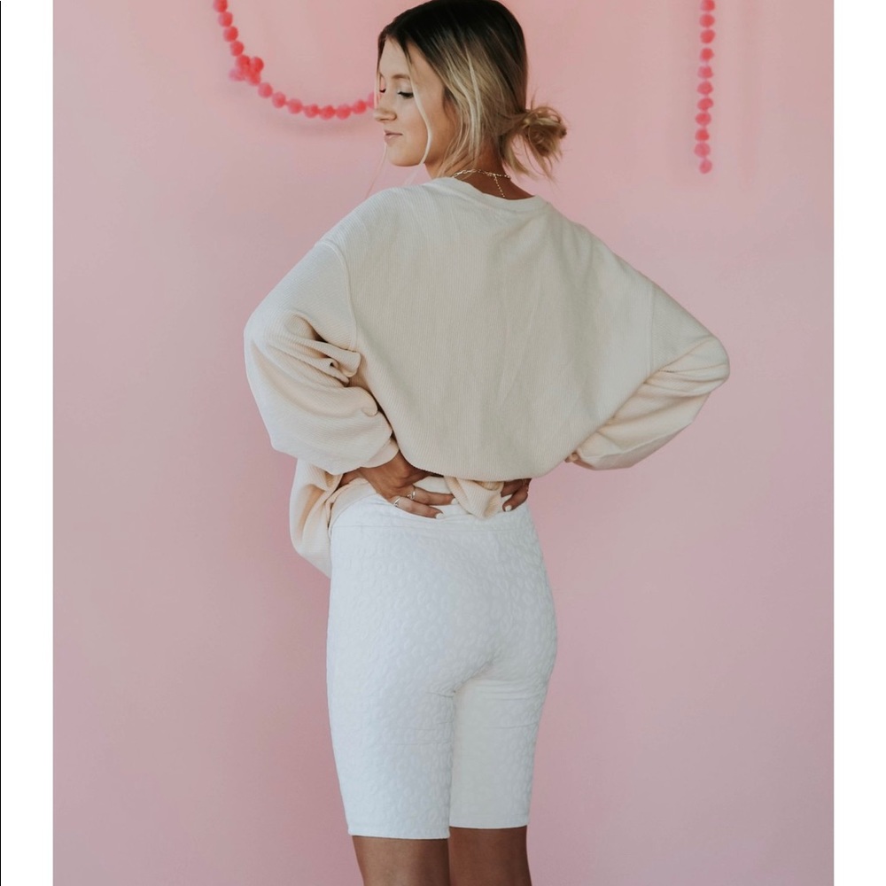 White workout cheetah biker shorts